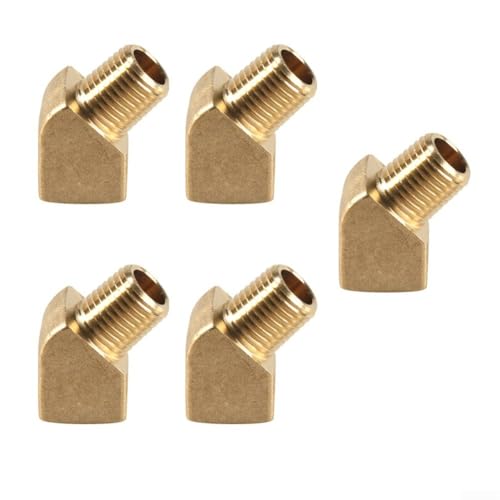 5 Stück 45 Grad Messing Straßenbogen 1/8 NPT männlich & 1/8 NPT weiblich Messing Rohrverschraubung von Donkivvy