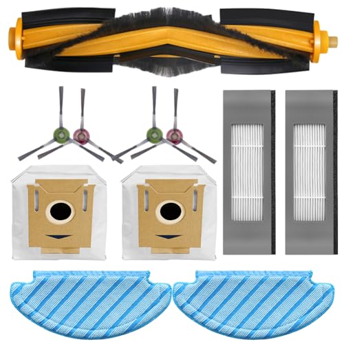 Donkivvy 11 Stück Ersatzteile, kompatibel mit Ecovacs Deeboot N10 / N10 Plus Roboter-Staubsaugern – 1 Hauptrollenbürste, 2 Wischmopp-Pads, 2 Staubbeutel, 2 HEPA-Filter, 4 Seitenbürsten von Donkivvy