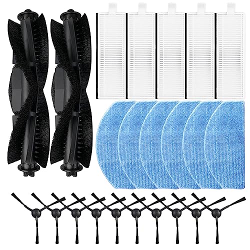 Donkivvy 23-teiliges Hauptseitenbürsten-Filtermopp für Pads-Kit für Laresar Evol 3 Roboter-Staubsauger, 2 Hauptrollbürsten, 5 HEPA-Filter, 10 Seitenbürsten, 6 Wischmopp für Pads von Donkivvy