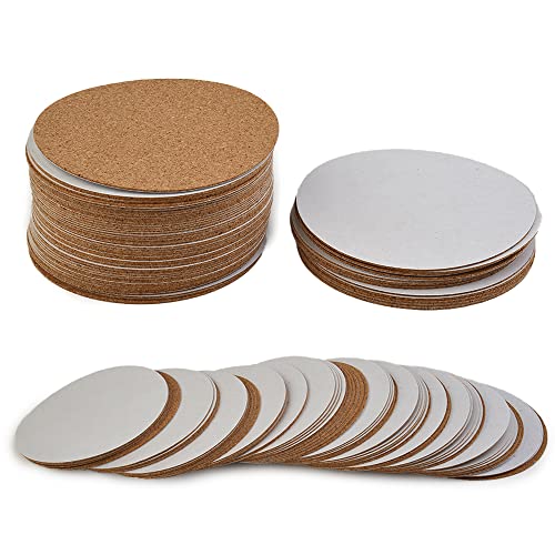 Donkivvy 60 Stück selbstklebende Kork-Untersetzer, 10 cm x 10 cm Korkmatten Korkunterlage für Untersetzer und Bastelbedarf rund von Donkivvy