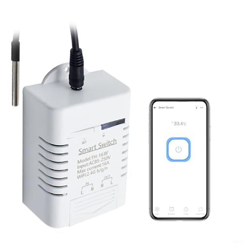 Donkivvy WLAN Smart Monitoring Temperatur-Feuchtigkeitssensor modul mit DS18B20-Sensors. Temperatursensor- und Feuchtigkeitssensor Kit, funktioniert mit Tuya Smart Life, 16A von Donkivvy