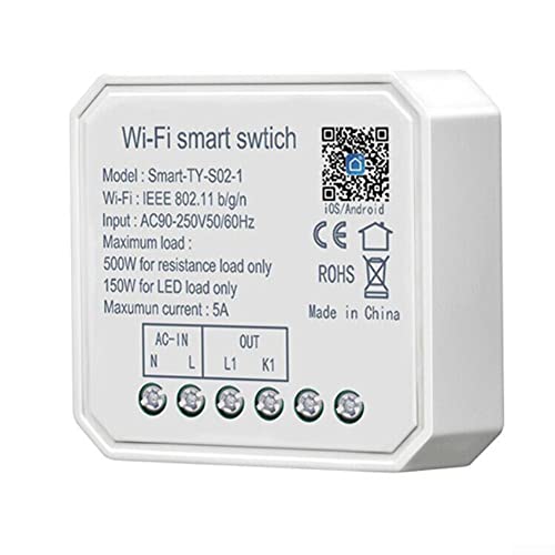 Donkivvy WiFi Smart DIY Tuya Wireless Switch, Smart Life Tuya Remote Control Connected Relais Switch Selbermachen Lichtschalter Modul Fernbedienung, 2 Gang von Donkivvy