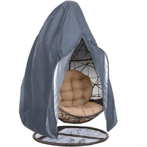 Eierstuhl-Abdeckung, Terrassen-Hängesessel-Abdeckung, strapazierfähig, hängende Eier, Stuhlbezug, wasserdicht, mit Reißverschluss, 230 x 200 cm (grau) von Donkivvy