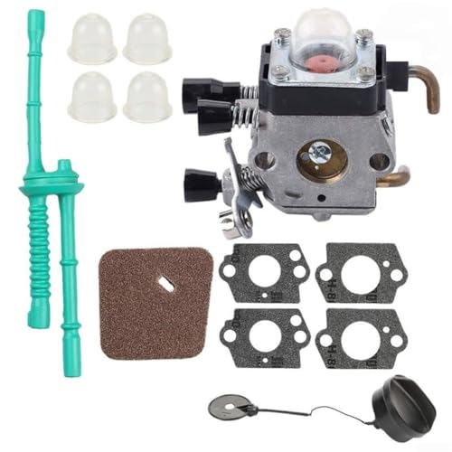 Vergaser-Kit passend für FS45C FS45L FS55C FS55T FC55 KM55R HL45 Rasenmäher Motoren, Vergaser-Kit mit Luftfilterdichtungen, Kraftstoffleitung von Donkivvy