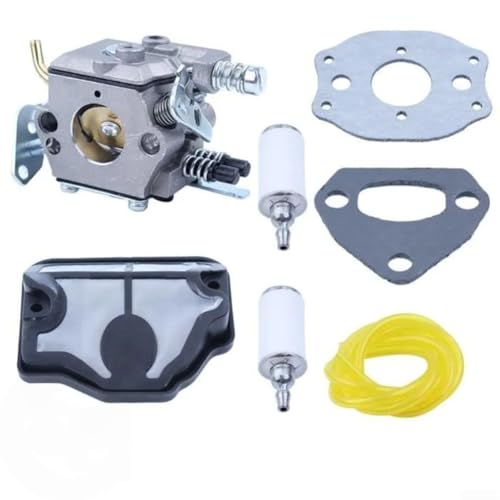 Vergaser-Kit passend für HUS 36 41 136 137 137E 141 142 142E C1Q-W29E Kettensäge ersetzt 530071987 530019172 530035482, mit Luftfilter-Kraftstofffilter-Kraftstoffleitungsdichtung von Donkivvy