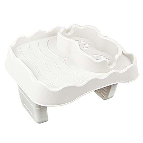 Whirlpool-Tischtablett, verstellbarer Whirlpool-Beistelltisch mit rutschfestem Getränkehalter, passend für aufblasbare Spa/Pool/Badewanne, Whirlpool-Zubehör, Beige von Donkivvy