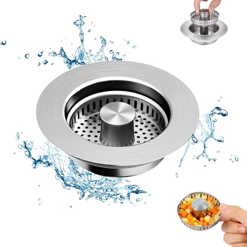verbessertes 3-in-1-abflusssieb für die küchenspüle,Edelstahl mit sieb & lebensmittelauffang,Multifunctional Kitchen Sink Pop-up Plug Sink,Drain Plug with Strainer Prevent Odours Rinse Depth>40 mm-A verbessertes 3-in-1-abflusssieb für die küchenspüle,Edelstahl mit sieb & lebensmittelauffang,Multifunctional Kitchen Sink Pop-up Plug Sink,Drain Plug with Strainer Prevent Odours Rinse Depth>40 mm-A von Donko