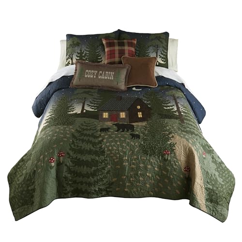 Donna Sharp Queen-Bettwäsche-Set – 3-teilig – Bear Cottage Lodge Steppdecken-Set mit Queen-Steppdecke und Standard-Kissenbezügen – maschinenwaschbar von Donna Sharp