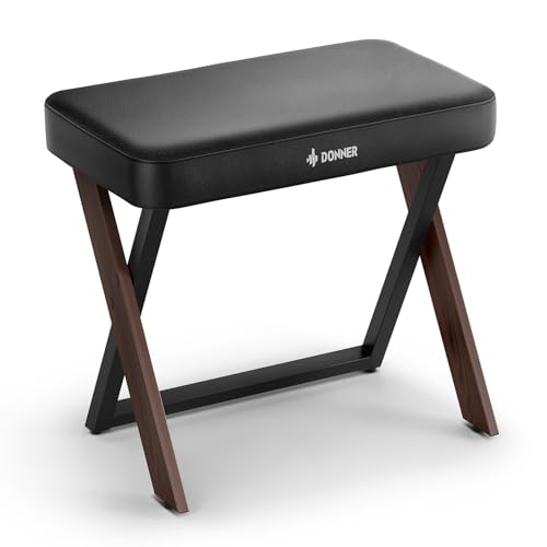 Donner Klavierbank, Home-Style Keyboard-Hocker mit Dicker Polsterung, Keyboard-Sitz aus Metall, Klavierstuhl mit Kissen, DKB-300 Walnussfarbe Donner Klavierbank, Home-Style Keyboard-Hocker mit Dicker Polsterung, Keyboard-Sitz aus Metall, Klavierstuhl mit Kissen, DKB-300 Walnussfarbe von Donner