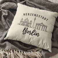 Herzensstadt Berlin | Modernes Statement Kissen Mit Berliner Skyline 40x40cm Fair Trade Dekokissen Wahrzeichen Geschenk Zum Umzug von DonnerwetterDE