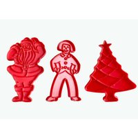 Vintage Tupperware 3Er Set Weihnachtliche Ausstechformen in Rot Kunststoff 70Er Jahre Made Usa Santa Lebkuchenmann Weihnachtsbaum von DonnitaLovesVintage