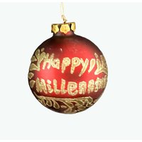 Happy Millennium Glas Ornament in Rot Mit Gold Glitzer 2000 Millennium Vintage Weihnachtsdeko Geschenk von DonnitaLovesVintage