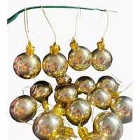 Vintage Glas & Folie Ornament Kugeln Mit Folienstäben Draht 17Er Set Midcentury Weihnachtsdekor Glasornament Gold Hängend Gewickelt von DonnitaLovesVintage