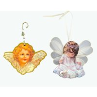 Vintage Loving Kindness Engel Ornament Von Donna Brooks Second Heft Heavens Angels & Karton Gold 1980S Retro Kleines Ornament von DonnitaLovesVintage