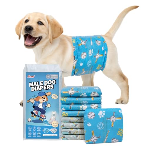 Dono Hundewindeln für Rüden, 30% breiter, 20 Stück Rüdewindeln, Hunde Windeln, 2 Verschiedene Designs, super saugfähig, auslaufsichere Windeln für Hunde, Inkontinenz, Reisen, Training, S Dono Hundewindeln für Rüden, 30% breiter, 20 Stück Rüdewindeln, Hunde Windeln, 2 Verschiedene Designs, super saugfähig, auslaufsichere Windeln für Hunde, Inkontinenz, Reisen, Training, S von Dono