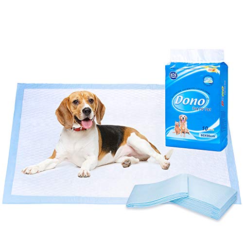 Dono Trainingsunterlagen Pads, Super Saugfähig rutschfeste Geruchlos Welpentoilett Training Pads für Welpen Puppy 10 Stück 60 cm x 90 cm von Dono