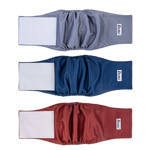 Dono Hundewindeln für Rüden Wiederverwendbare, 3 Stück, Rüdenwindel Waschbar, Hunde Windeln Rüden, Inkontinenz, Welpentraining, Reisen, Markierungsprobleme,XS,S,M,L,XL,XXL von Dono