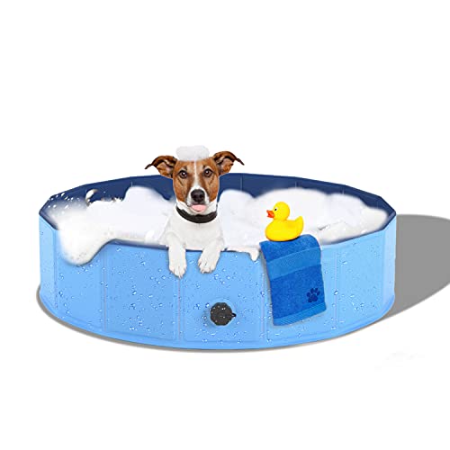 Hundepool Schwimmbad Für Hunde und Katzen Swimmingpool Hund Planschbecken Hundebadewanne Faltbarer Pool PVC rutschfest (80cm(Dia) x 30cm(H)) von Dono