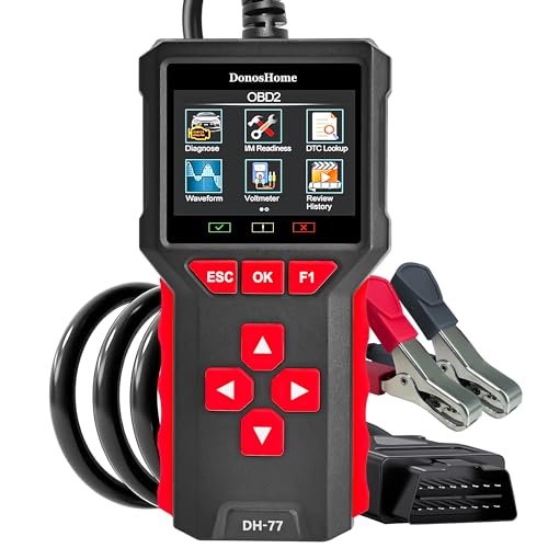 DonosHome 3300 CCA Batterietester 12V OBD2 Diagnosegerät Auto 2-in-1 OBD2 Scanner Universal mit Vollen OBDII Funktionen Ladetests Starttests Batterie Tester Digital für KFZ PKW LKW Schiff Motorr von DonosHome