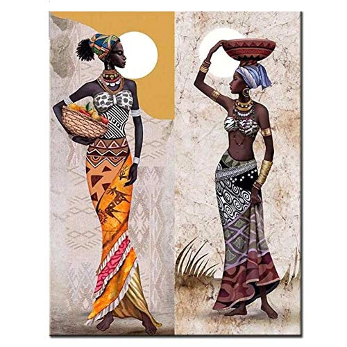 DIY 5D Diamant Malerei Kit Afrikanische Frauen Voll bohrer Groß Diamond Painting Set Stickerei Strass Kreuzstich Diamond gemälde Mosaik Bilder kunsthandwerk Arts Home Wanddekor Round Drill 30x60cm von Donpeer