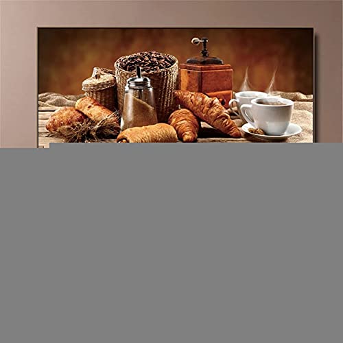 DIY 5D Diamant Malerei Vollbohrer Kits Brot Kaffee Essen Erwachsene Große Diamond Painting Bilder Set Diamant Malen nach Zahlen Kits Strass Kreuzstich Stickerei Home Wand Decor Round Drill 30x60cm von Donpeer