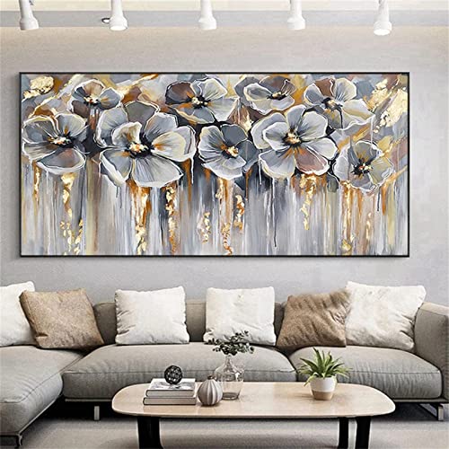 Diamond Painting Bilder Set,DIY 5D Dimanten Painting Vintage weiße Blumen Kinde,Full Drill Groß Erwachsene,Diamant Malerei Kits Vollbild Diamond Dot Cross Stickerei Craft Buddy Art for Home Wall Decor von Donpeer