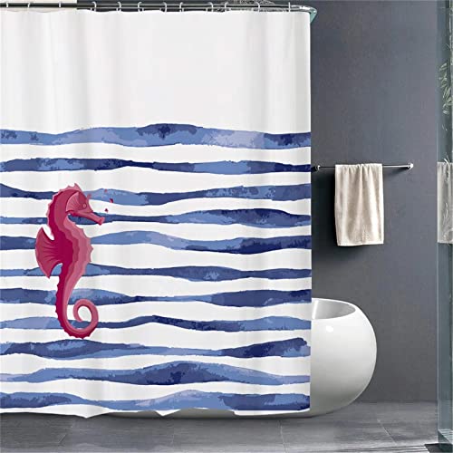 Duschvorhang 90x180cm , Duschvorhänge Wasserdichter Anti-Schimmel Shower Curtains mit 12 C-Ringe, Verdickter Stoff,Waschbar Stoff Polyester 3D Duschrollo Badewanne Badezimmer Dekor Blaues Meerestier von Donpeer