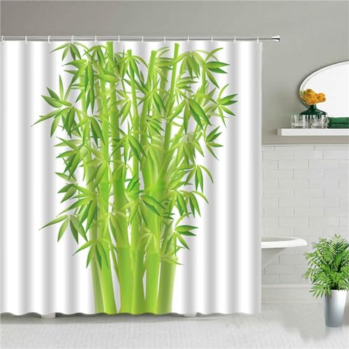 Duschvorhang 90x180cm Grüner Bambus Duschrollo für Badewanne Vorhang Outdoor Duschvorhänge Anti Schimmel Wasserdicht Duschtrennwand Moderne Badezimmer Gardinen Dusche mit 12 Duschvorhangringe Z358 von Donpeer