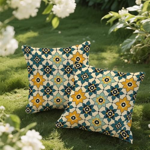 Kissenbezug 100 x 100 cm, Outdoor Kissen Mandala 2er Set Linen Kissenbezüge, Wetterfest Sofakissen mit Verstecktem Reißverschluss, Zierkissenbezüge Blume Kissenbezug für Terrassen Wohnzimmer Deko e421 Kissenbezug 100 x 100 cm, Outdoor Kissen Mandala 2er Set Linen Kissenbezüge, Wetterfest Sofakissen mit Verstecktem Reißverschluss, Zierkissenbezüge Blume Kissenbezug für Terrassen Wohnzimmer Deko e421 von Donpeer
