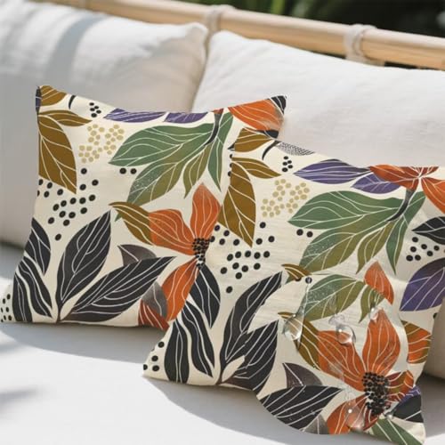 Kissenbezug 35 x 35 cm, Outdoor Kissen Blatt 2er Set Linen Kissenbezüge, Wetterfest Sofakissen mit Verstecktem Reißverschluss, Zierkissenbezüge Herbst Kissenbezug für Couch Balkon Wohnzimmer Deko e667 Kissenbezug 35 x 35 cm, Outdoor Kissen Blatt 2er Set Linen Kissenbezüge, Wetterfest Sofakissen mit Verstecktem Reißverschluss, Zierkissenbezüge Herbst Kissenbezug für Couch Balkon Wohnzimmer Deko e667 von Donpeer
