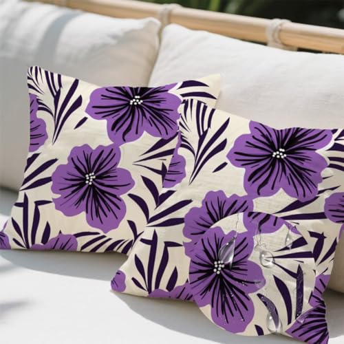 Kissenbezug 40 x 40 cm, Outdoor Kissen Lila 2er Set Linen Kissenbezüge, Wetterfest Sofakissen mit Verstecktem Reißverschluss, Zierkissenbezüge Blume Kissenbezug für Couch Balkon Wohnzimmer Deko e733 Kissenbezug 40 x 40 cm, Outdoor Kissen Lila 2er Set Linen Kissenbezüge, Wetterfest Sofakissen mit Verstecktem Reißverschluss, Zierkissenbezüge Blume Kissenbezug für Couch Balkon Wohnzimmer Deko e733 von Donpeer