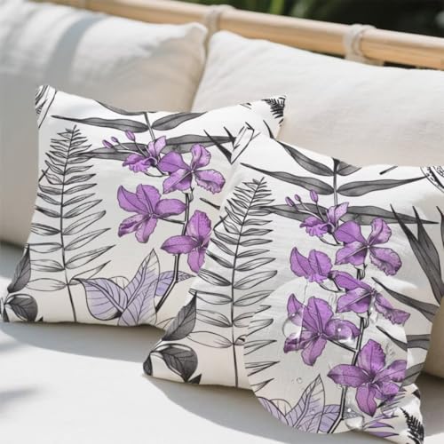 Kissenbezug 40 x 40 cm, Outdoor Kissen Lila 2er Set Velvet Kissenbezüge, Wetterfest Sofakissen mit Verstecktem Reißverschluss, Zierkissenbezüge Weiß Kissenbezug für Couch Balkon Wohnzimmer Deko e727 Kissenbezug 40 x 40 cm, Outdoor Kissen Lila 2er Set Velvet Kissenbezüge, Wetterfest Sofakissen mit Verstecktem Reißverschluss, Zierkissenbezüge Weiß Kissenbezug für Couch Balkon Wohnzimmer Deko e727 von Donpeer
