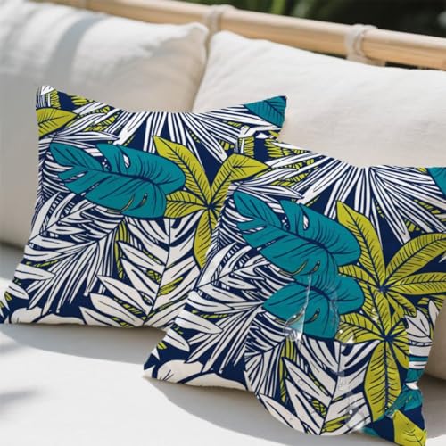 Kissenbezug 40 x 40 cm, Outdoor Kissen Palmblätter 2er Set Velvet Kissenbezüge, Wetterfest Sofakissen mit Reißverschluss, Zierkissenbezüge Anlage Kissenbezug für Balkon Wohnzimmer Terrassen Deko e745 Kissenbezug 40 x 40 cm, Outdoor Kissen Palmblätter 2er Set Velvet Kissenbezüge, Wetterfest Sofakissen mit Reißverschluss, Zierkissenbezüge Anlage Kissenbezug für Balkon Wohnzimmer Terrassen Deko e745 von Donpeer