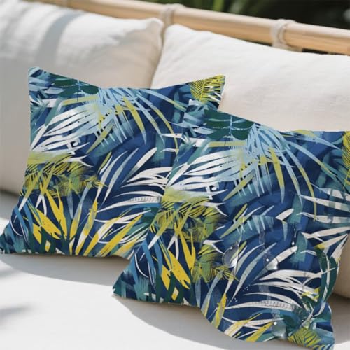 Kissenbezug 40 x 40 cm, Outdoor Kissen Palmblätter 2er Set Velvet Kissenbezüge, Wetterfest Sofakissen mit Reißverschluss, Zierkissenbezüge Anlage Kissenbezug für Balkon Wohnzimmer Terrassen Deko e743 Kissenbezug 40 x 40 cm, Outdoor Kissen Palmblätter 2er Set Velvet Kissenbezüge, Wetterfest Sofakissen mit Reißverschluss, Zierkissenbezüge Anlage Kissenbezug für Balkon Wohnzimmer Terrassen Deko e743 von Donpeer