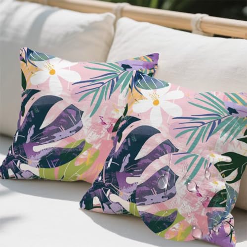 Kissenbezug 50 x 50 cm, Outdoor Kissen Anlage 2er Set Linen Kissenbezüge, Wetterfest Sofakissen mit Verstecktem Reißverschluss, Zierkissenbezüge Blume Kissenbezug für Couch Balkon Wohnzimmer Deko e713 Kissenbezug 50 x 50 cm, Outdoor Kissen Anlage 2er Set Linen Kissenbezüge, Wetterfest Sofakissen mit Verstecktem Reißverschluss, Zierkissenbezüge Blume Kissenbezug für Couch Balkon Wohnzimmer Deko e713 von Donpeer