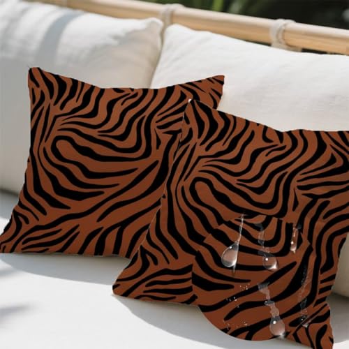 Kissenbezug 50 x 50 cm, Outdoor Kissen Braun 2er Set Linen Kissenbezüge, Wetterfest Sofakissen mit Verstecktem Reißverschluss, Zierkissenbezüge Streifen Kissenbezug für Terrassen Wohnzimmer Deko e747 Kissenbezug 50 x 50 cm, Outdoor Kissen Braun 2er Set Linen Kissenbezüge, Wetterfest Sofakissen mit Verstecktem Reißverschluss, Zierkissenbezüge Streifen Kissenbezug für Terrassen Wohnzimmer Deko e747 von Donpeer