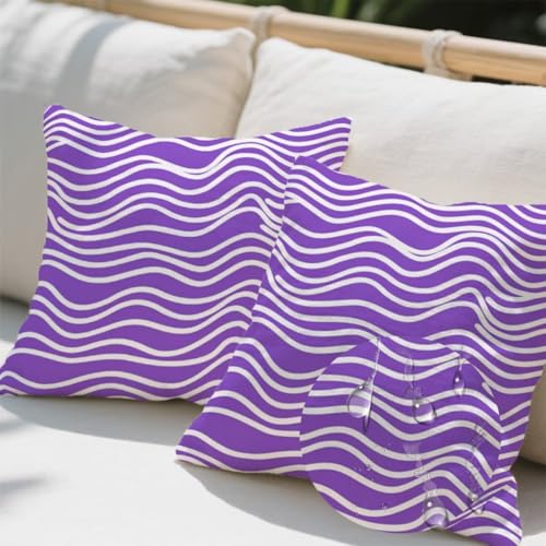 Kissenbezug 50 x 50 cm, Outdoor Kissen Lila 2er Set Velvet Kissenbezüge, Wetterfest Sofakissen mit Verstecktem Reißverschluss, Zierkissenbezüge Linie Kissenbezug für Couch Balkon Wohnzimmer Deko e739 Kissenbezug 50 x 50 cm, Outdoor Kissen Lila 2er Set Velvet Kissenbezüge, Wetterfest Sofakissen mit Verstecktem Reißverschluss, Zierkissenbezüge Linie Kissenbezug für Couch Balkon Wohnzimmer Deko e739 von Donpeer