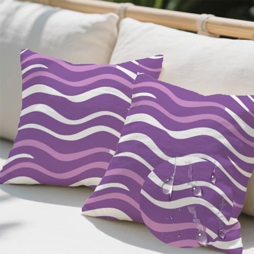 Kissenbezug 50 x 50 cm, Outdoor Kissen Lila 2er Set Velvet Kissenbezüge, Wetterfest Sofakissen mit Verstecktem Reißverschluss, Zierkissenbezüge Streifen Kissenbezug für Terrassen Wohnzimmer Deko e737 Kissenbezug 50 x 50 cm, Outdoor Kissen Lila 2er Set Velvet Kissenbezüge, Wetterfest Sofakissen mit Verstecktem Reißverschluss, Zierkissenbezüge Streifen Kissenbezug für Terrassen Wohnzimmer Deko e737 von Donpeer