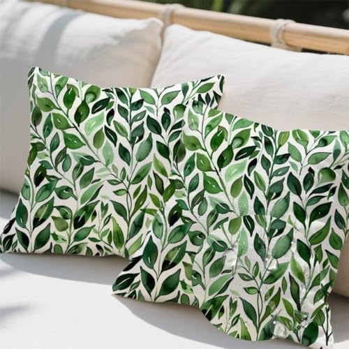 Kissenbezug 60 x 60 cm, Outdoor Kissen Eukalyptus 2er Set Velvet Kissenbezüge, Wetterfest Sofakissen mit Verstecktem Reißverschluss, Zierkissenbezüge Grün Kissenbezug für Balkon Wohnzimmer Deko e701 Kissenbezug 60 x 60 cm, Outdoor Kissen Eukalyptus 2er Set Velvet Kissenbezüge, Wetterfest Sofakissen mit Verstecktem Reißverschluss, Zierkissenbezüge Grün Kissenbezug für Balkon Wohnzimmer Deko e701 von Donpeer