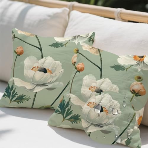 Kissenbezug 80 x 80 cm, Outdoor Kissen Mohn 2er Set Velvet Kissenbezüge, Wetterfest Sofakissen mit Verstecktem Reißverschluss, Zierkissenbezüge Salbeigrün Kissenbezug für Balkon Wohnzimmer Deko e693 Kissenbezug 80 x 80 cm, Outdoor Kissen Mohn 2er Set Velvet Kissenbezüge, Wetterfest Sofakissen mit Verstecktem Reißverschluss, Zierkissenbezüge Salbeigrün Kissenbezug für Balkon Wohnzimmer Deko e693 von Donpeer