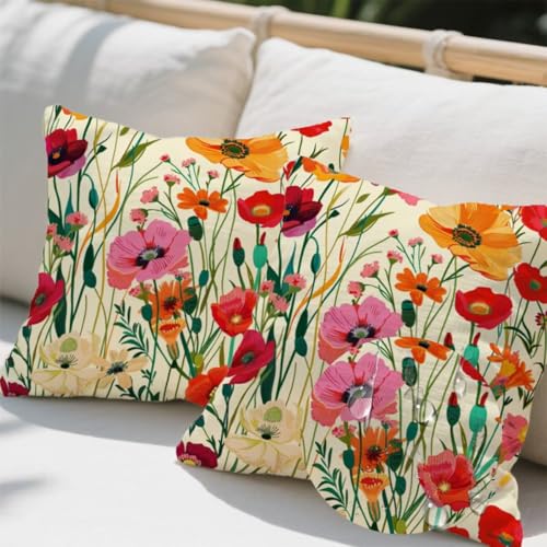 Kissenbezug 80 x 80 cm, Outdoor Kissen Mohn 2er Set Velvet Kissenbezüge, Wetterfest Sofakissen mit Verstecktem Reißverschluss, Zierkissenbezüge Sommer Kissenbezug für Couch Balkon Wohnzimmer Deko e691 Kissenbezug 80 x 80 cm, Outdoor Kissen Mohn 2er Set Velvet Kissenbezüge, Wetterfest Sofakissen mit Verstecktem Reißverschluss, Zierkissenbezüge Sommer Kissenbezug für Couch Balkon Wohnzimmer Deko e691 von Donpeer