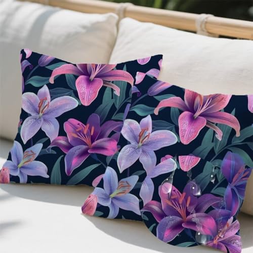 Outdoor Kissen 100x100 cm 2er Set Kissenbezug Lila Kissen Deko Kissenbezüge Atmungsaktiv Wetterfest, Quadrat Sofakissen Leinen Kissenhülle Lilie Outdoorkissen für Garten Balkon Deko Geschenke e728 Outdoor Kissen 100x100 cm 2er Set Kissenbezug Lila Kissen Deko Kissenbezüge Atmungsaktiv Wetterfest, Quadrat Sofakissen Leinen Kissenhülle Lilie Outdoorkissen für Garten Balkon Deko Geschenke e728 von Donpeer