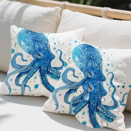 Outdoor Kissen 100x100 cm 2er Set Kissenbezug Oktopus Kissen Deko Kissenbezüge Atmungsaktiv Wetterfest, Quadrat Sofakissen Leinen Kissenhülle Tier Outdoorkissen für Garten Balkon Deko Geschenke e712 Outdoor Kissen 100x100 cm 2er Set Kissenbezug Oktopus Kissen Deko Kissenbezüge Atmungsaktiv Wetterfest, Quadrat Sofakissen Leinen Kissenhülle Tier Outdoorkissen für Garten Balkon Deko Geschenke e712 von Donpeer