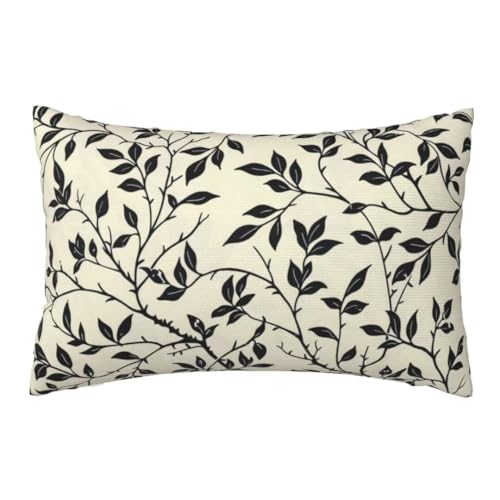 Outdoor Kissen 40x80 cm 2er Set,Kissenbezug Pflanzen Kissen Deko Kissenbezüge,Sofakissen Leinen Kissenhülle Couch Kissen,Dekokissen Mit Verstecktem ReißVerschluss für Garten Balkon Deko Schwarz Pr-123 von Donpeer
