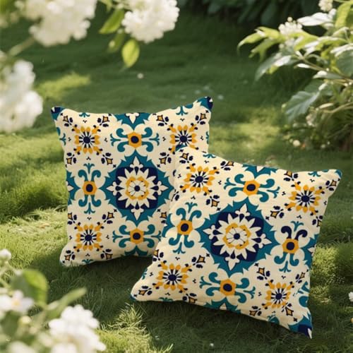 Outdoor Kissen 45x45 cm 2er Set Kissenbezug Mandala Kissen Deko Kissenbezüge Atmungsaktiv Wetterfest, Quadrat Sofakissen Samtstoff Kissenhülle Blume Outdoorkissen für Garten Balkon Deko Geschenke e422 Outdoor Kissen 45x45 cm 2er Set Kissenbezug Mandala Kissen Deko Kissenbezüge Atmungsaktiv Wetterfest, Quadrat Sofakissen Samtstoff Kissenhülle Blume Outdoorkissen für Garten Balkon Deko Geschenke e422 von Donpeer
