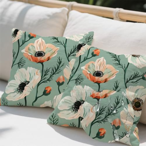 Outdoor Kissen 45x45 cm 2er Set Kissenbezug Mohn Kissen Deko Kissenbezüge Atmungsaktiv Wetterfest, Quadrat Sofakissen Samtstoff Kissenhülle Salbeigrün Outdoorkissen für Couch Balkon Garten Deko e694 Outdoor Kissen 45x45 cm 2er Set Kissenbezug Mohn Kissen Deko Kissenbezüge Atmungsaktiv Wetterfest, Quadrat Sofakissen Samtstoff Kissenhülle Salbeigrün Outdoorkissen für Couch Balkon Garten Deko e694 von Donpeer