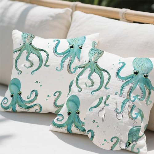 Outdoor Kissen 55x55 cm 2er Set Kissenbezug Oktopus Kissen Deko Kissenbezüge Atmungsaktiv Wetterfest, Quadrat Sofakissen Samtstoff Kissenhülle Tier Outdoorkissen für Garten Balkon Deko Geschenke e710 Outdoor Kissen 55x55 cm 2er Set Kissenbezug Oktopus Kissen Deko Kissenbezüge Atmungsaktiv Wetterfest, Quadrat Sofakissen Samtstoff Kissenhülle Tier Outdoorkissen für Garten Balkon Deko Geschenke e710 von Donpeer