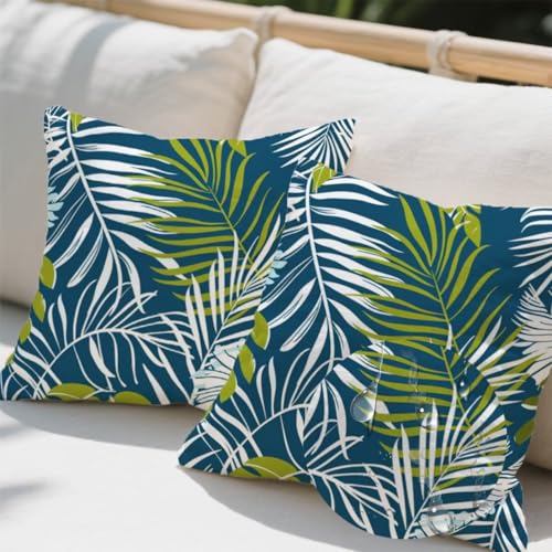Outdoor Kissen 55x55 cm 2er Set Kissenbezug Palmblätter Kissen Deko Kissenbezüge Atmungsaktiv Wetterfest, Quadrat Sofakissen Leinen Kissenhülle Anlage Outdoorkissen für Couch Balkon Garten Deko e744 Outdoor Kissen 55x55 cm 2er Set Kissenbezug Palmblätter Kissen Deko Kissenbezüge Atmungsaktiv Wetterfest, Quadrat Sofakissen Leinen Kissenhülle Anlage Outdoorkissen für Couch Balkon Garten Deko e744 von Donpeer