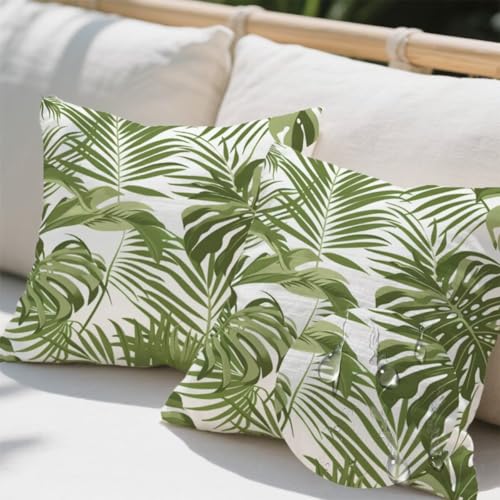 Outdoor Kissen 60x60 cm 2er Set Kissenbezug Palmblätter Kissen Deko Kissenbezüge Atmungsaktiv Wetterfest, Quadrat Sofakissen Leinen Kissenhülle Anlage Outdoorkissen für Couch Balkon Garten Deko e746 Outdoor Kissen 60x60 cm 2er Set Kissenbezug Palmblätter Kissen Deko Kissenbezüge Atmungsaktiv Wetterfest, Quadrat Sofakissen Leinen Kissenhülle Anlage Outdoorkissen für Couch Balkon Garten Deko e746 von Donpeer