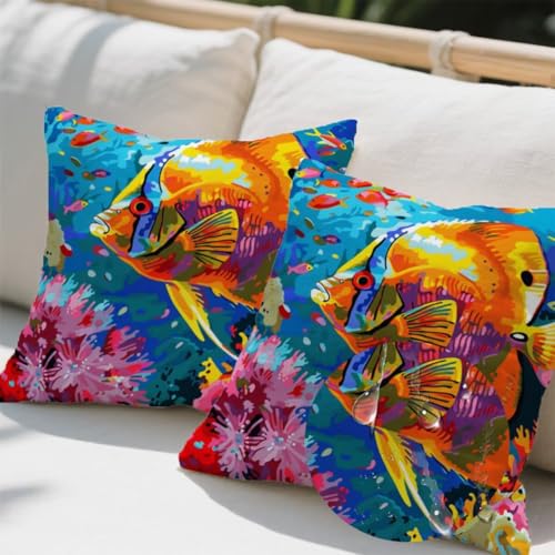 Outdoor Kissen 80x80 cm 2er Set Kissenbezug Fisch Kissen Deko Kissenbezüge Atmungsaktiv Wetterfest, Quadrat Sofakissen Samtstoff Kissenhülle Tier Outdoorkissen für Garten Balkon Deko Geschenke e708 Outdoor Kissen 80x80 cm 2er Set Kissenbezug Fisch Kissen Deko Kissenbezüge Atmungsaktiv Wetterfest, Quadrat Sofakissen Samtstoff Kissenhülle Tier Outdoorkissen für Garten Balkon Deko Geschenke e708 von Donpeer